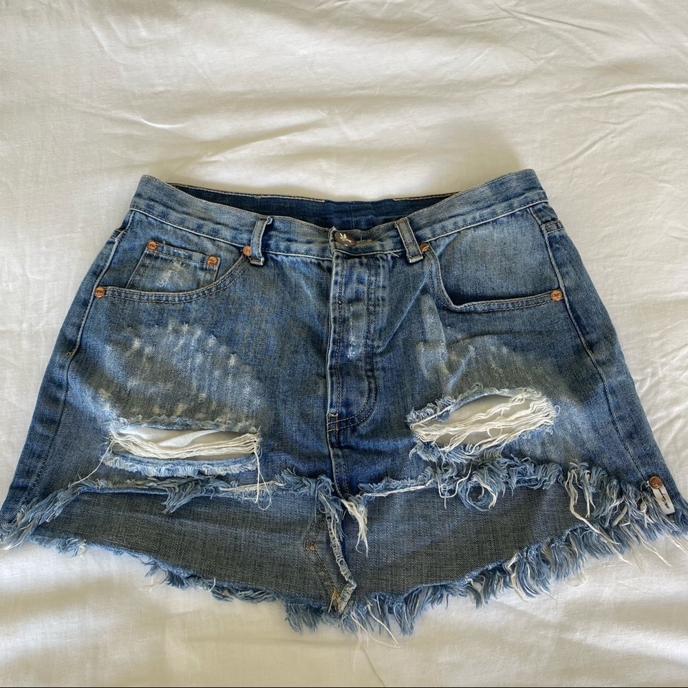 one teaspoon junkyard mini denim skirt